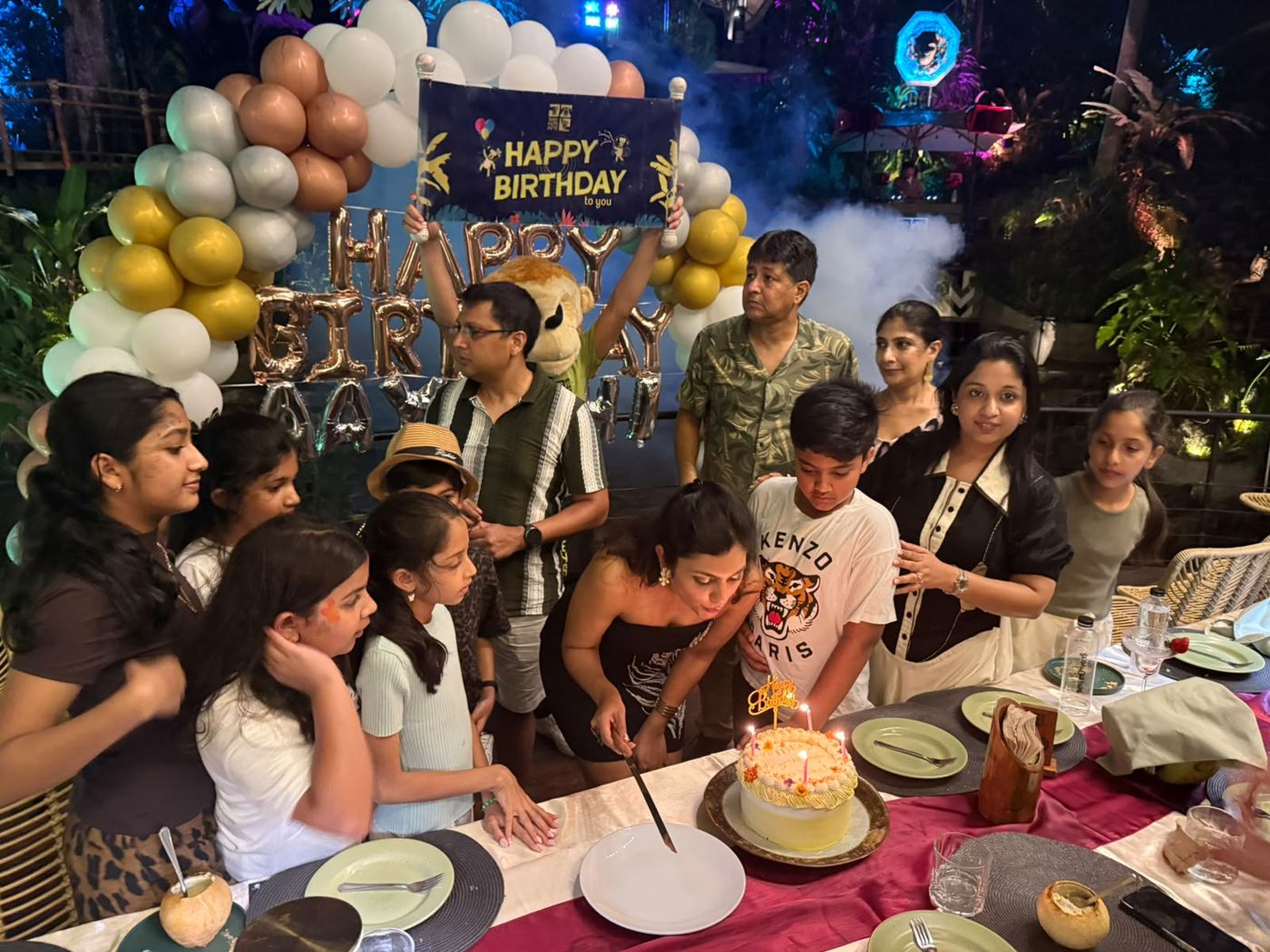 Cutting the birthday cake